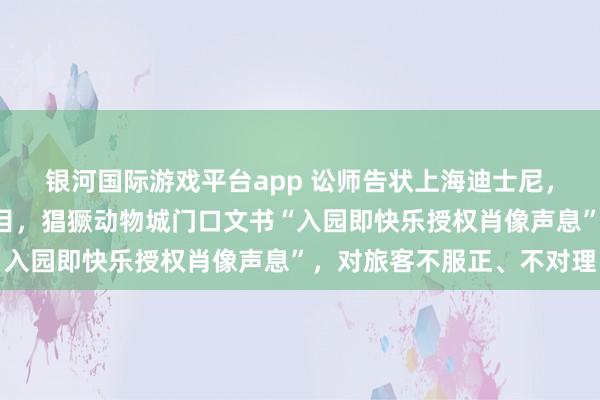 银河国际游戏平台app 讼师告状上海迪士尼，直指园区“系结式”条目，猖獗动物城门口文书“入园即快乐授权肖像声息”，对旅客不服正、不对理