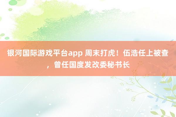 银河国际游戏平台app 周末打虎！伍浩任上被查，曾任国度发改委秘书长