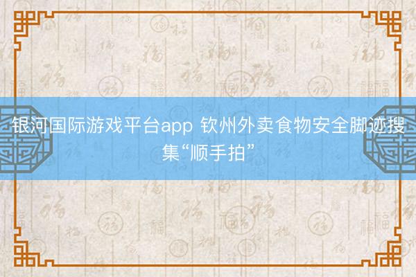 银河国际游戏平台app 钦州外卖食物安全脚迹搜集“顺手拍”